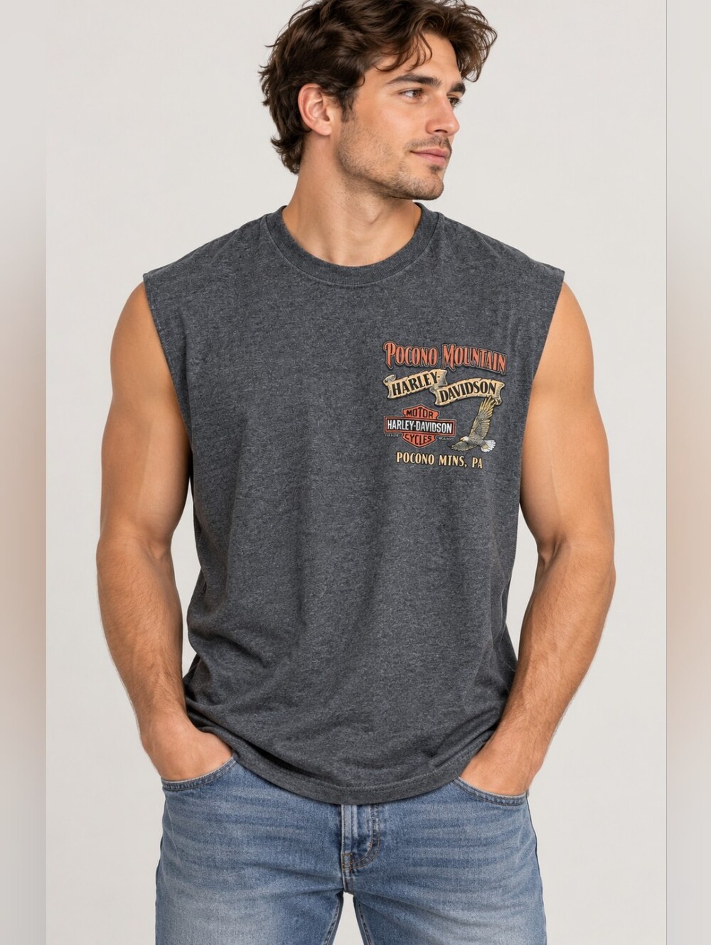 Harley-Davidson Charcoal Gray Pocono Mountain Sleeveless Tank